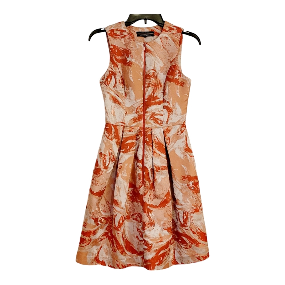 CUE zip front pleated skirt dress